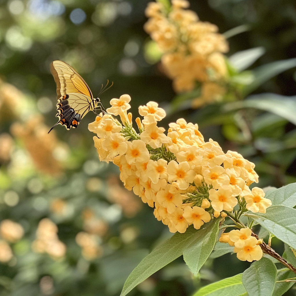 Sungold Butterfly Bush Attracting Butterflies and Pollinators