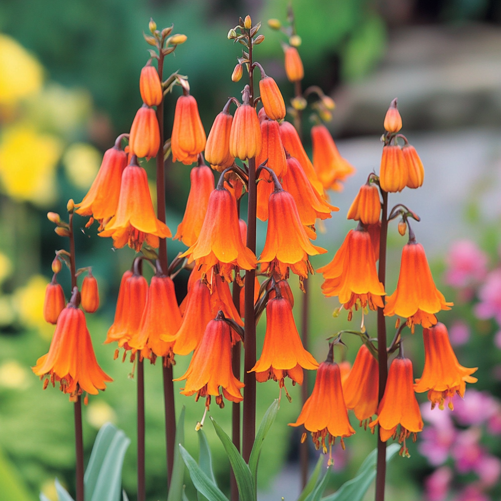 Orange Red Flowering Shrub Growing in Woodland Garden