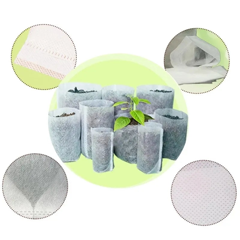 100PCS Non-Woven Fabric Seeding Bags Biodegradable Nursery Bag