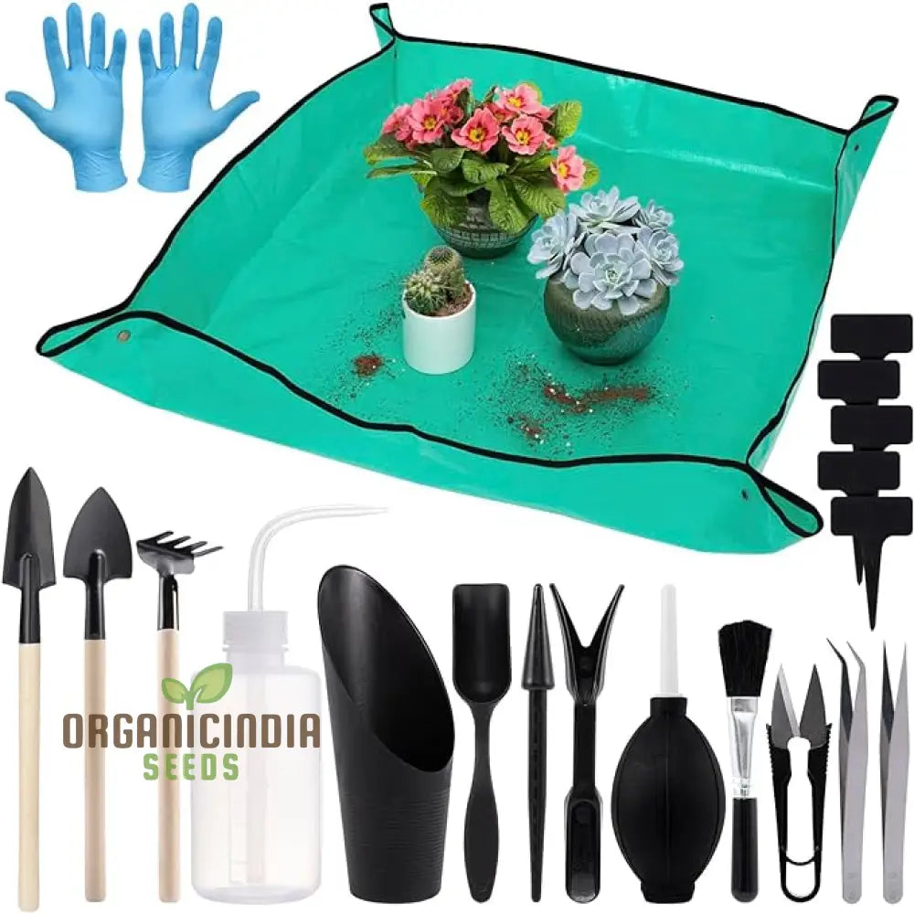 20-Piece Succulent Tool Set - Includes 39.4â€™â€™ Indoor Plant Repotting Mat And 19 Miniature Hand