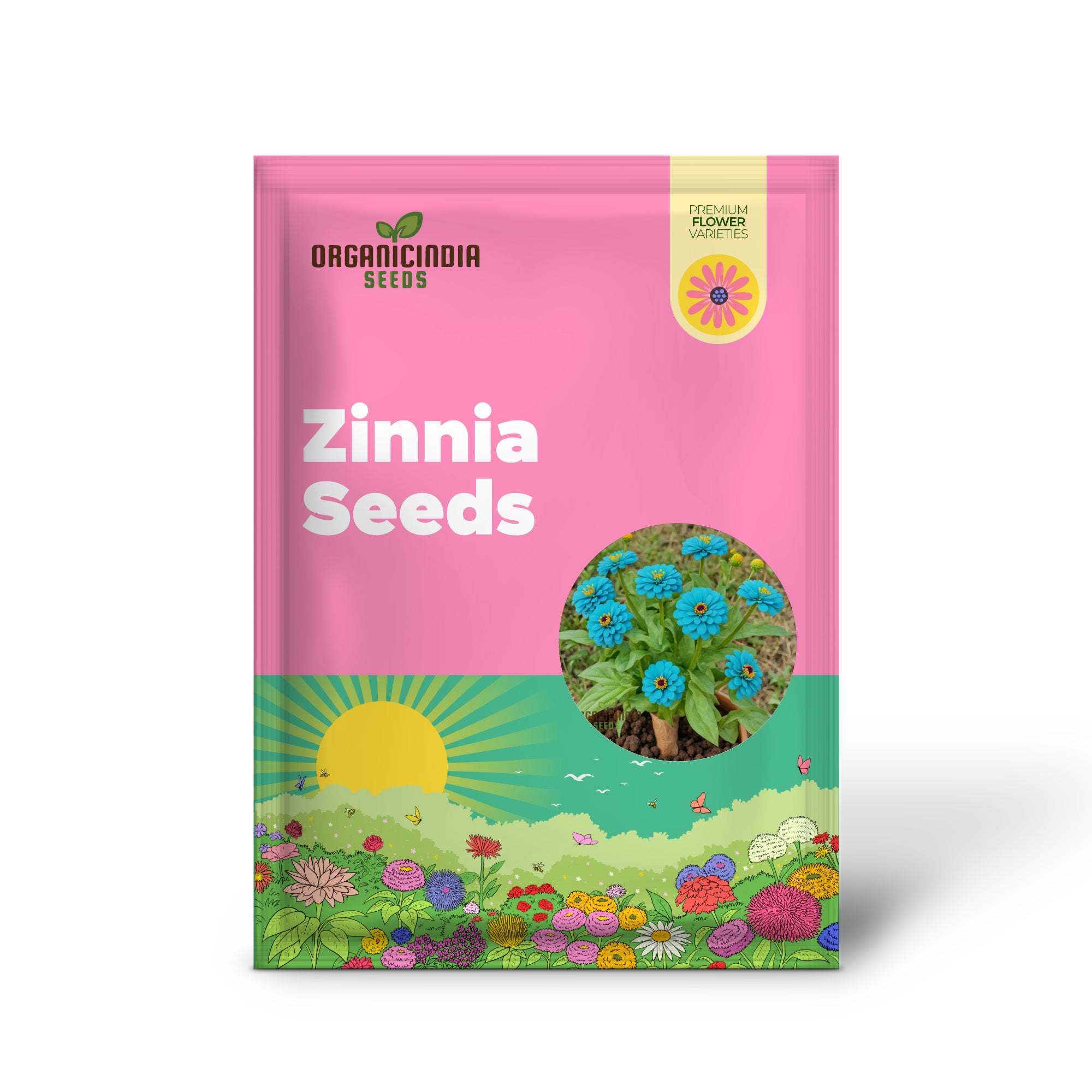 Sky Blue Yellow Zinnia Seeds Colorful Blooms Galore: Assortment for Your Garden Delight