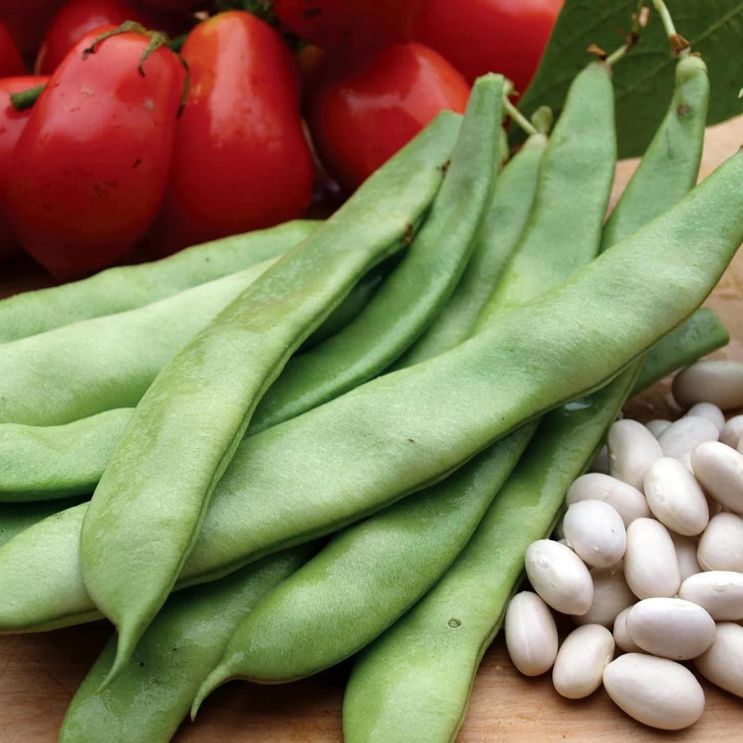 Graines de haricot à rames Romano - Haricot à rames italien à la texture tendre et au goût riche, consommé frais ou cuit, parfait pour les treillis et la culture en extérieur, 100 graines de légumes