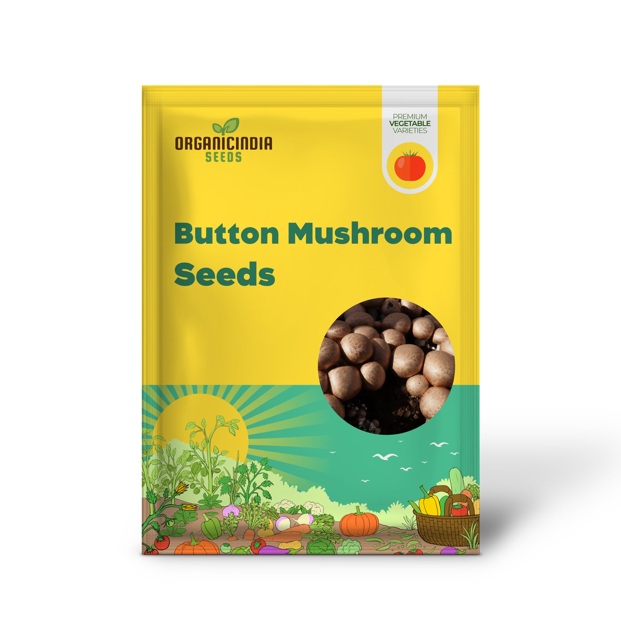 Brown Button Mushroom with Vegetable Seeds for Natural Beauty Grow Your Own