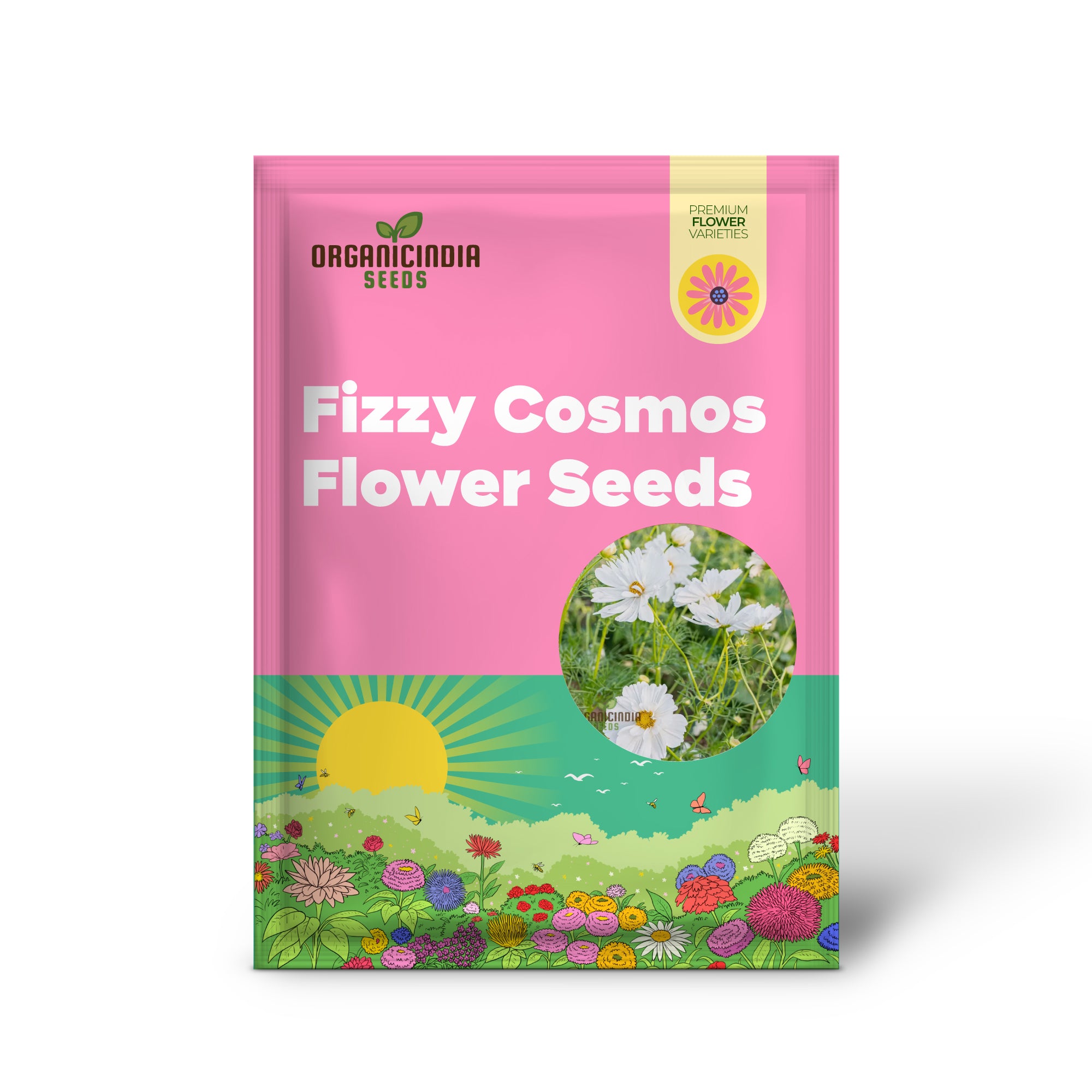 Fizzy White Cosmos Flower Seeds, Elegant Blooms for Your Garden, Premium Gardening Seeds