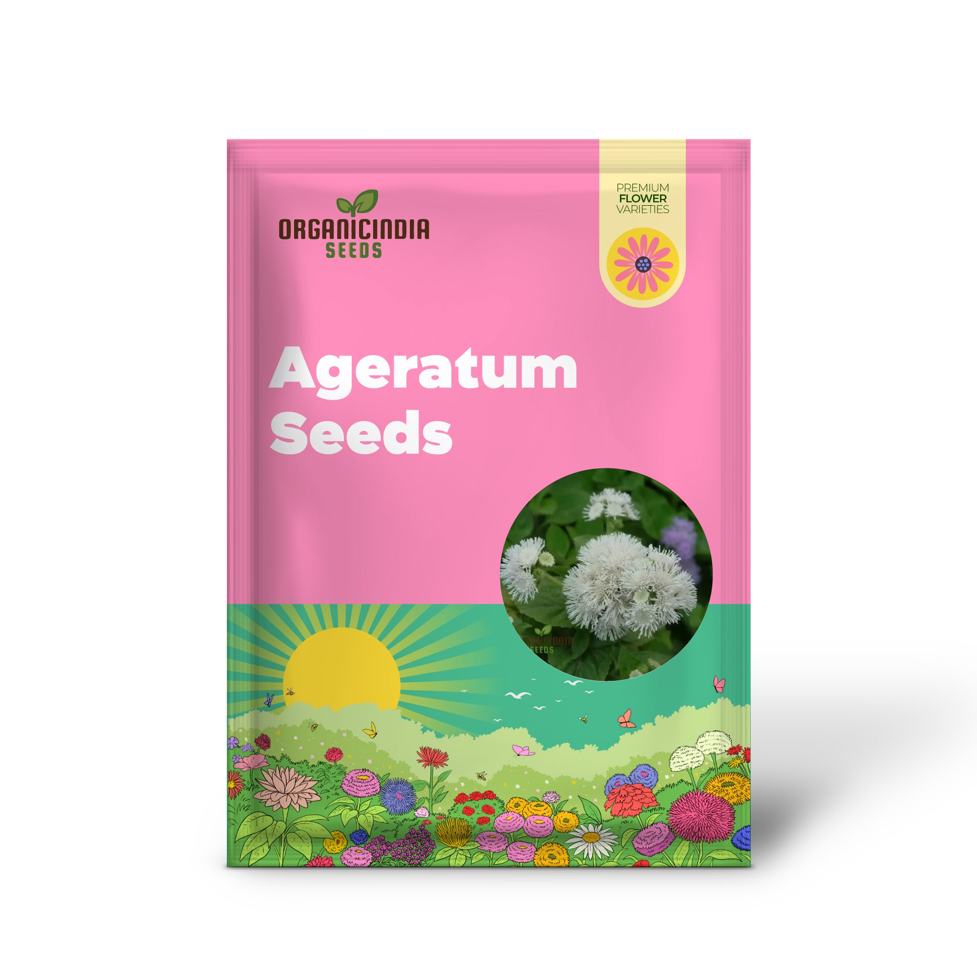 Ageratum - Ball White Seeds: Elevate Your Gardening Experience with Beautiful, Blooming Flowers!