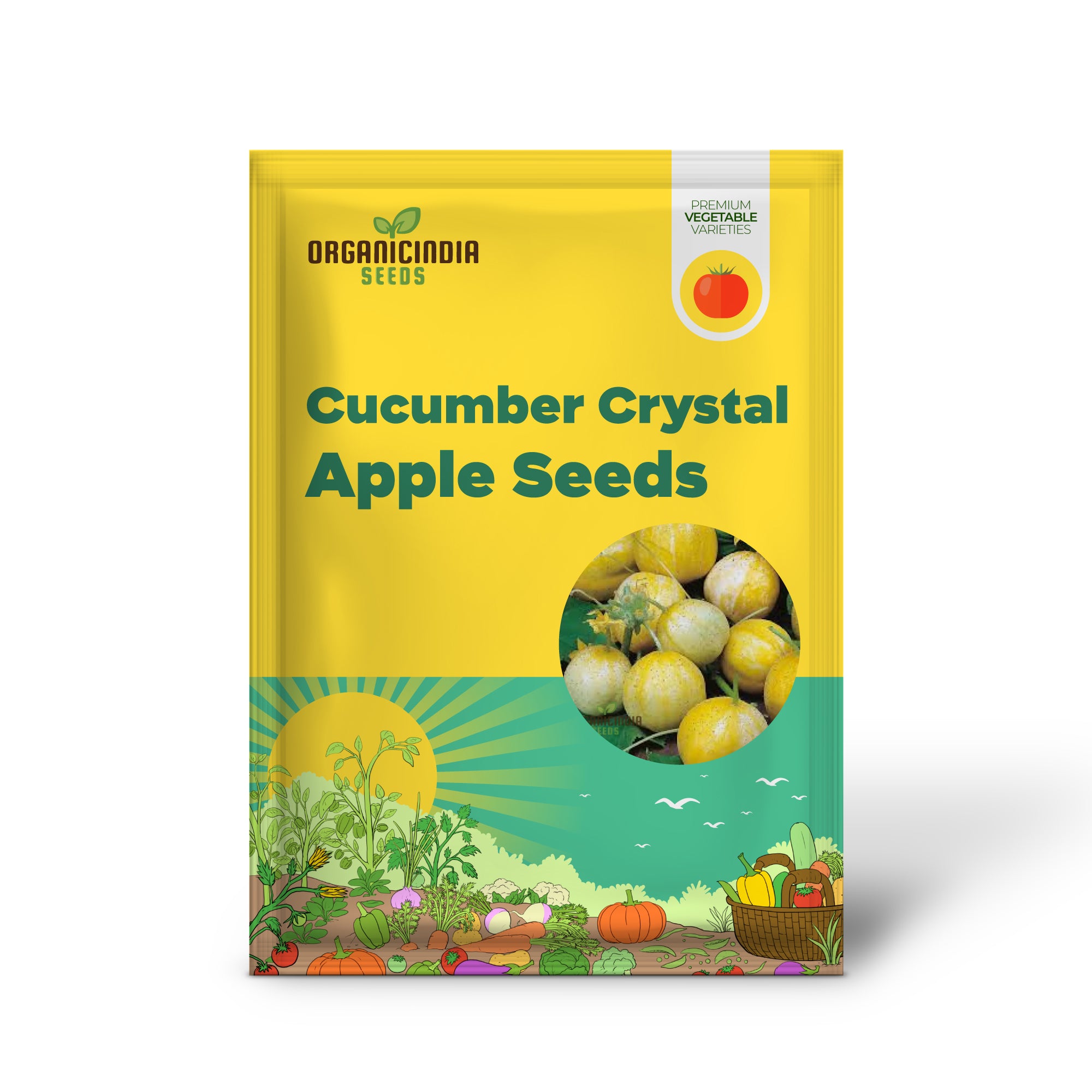 Cucumber (Outdoor) Crystal Apple Vegetable Seeds For Planting, Crisp and Refreshing Cucumber Seeds for Outdoor Gardens