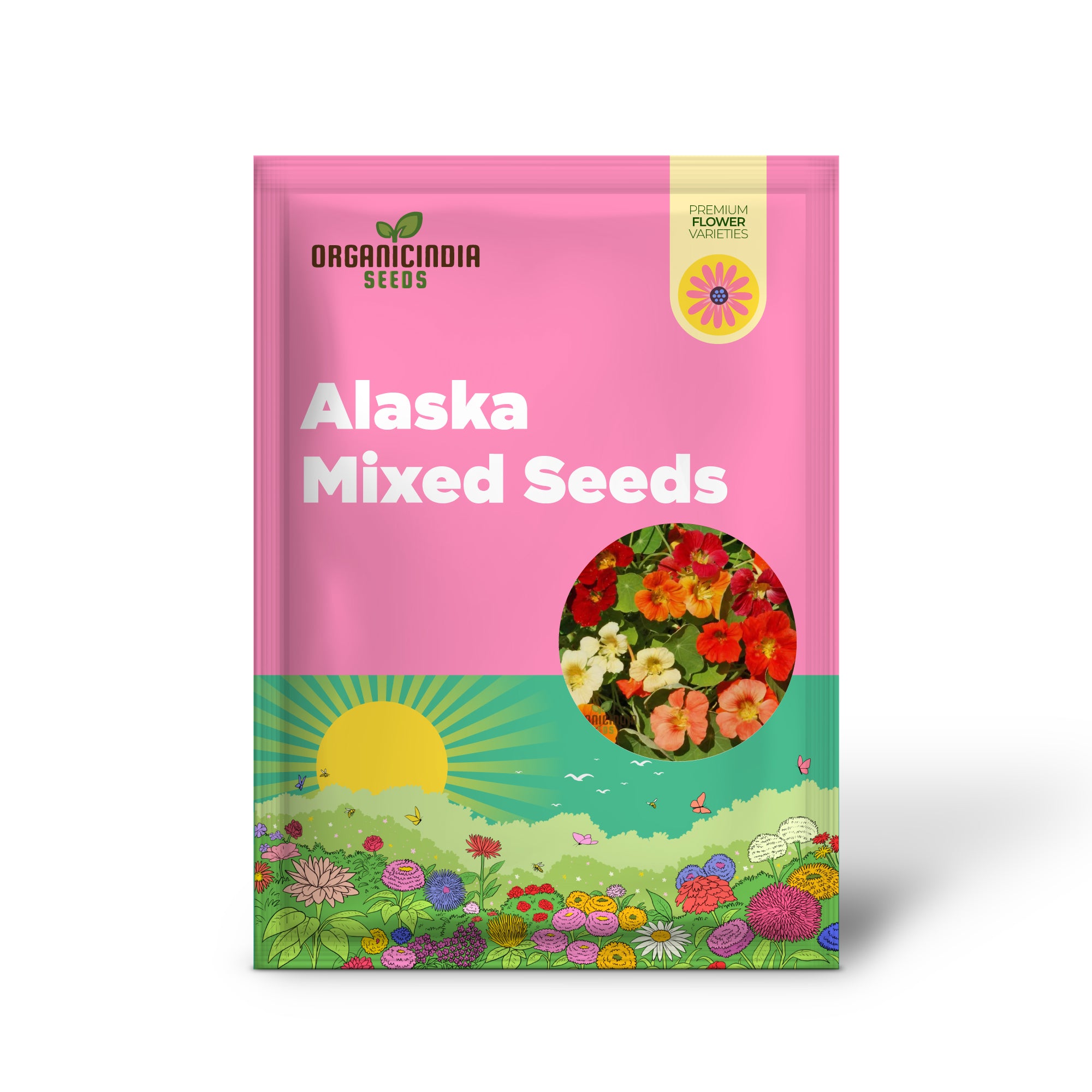 Nasturtium Tom Thumb Alaska Mix Seeds for Planting, Create Stunning, Colorful Gardens with Easy-to-Grow Nasturtium Flowers, Perfect for Gardening