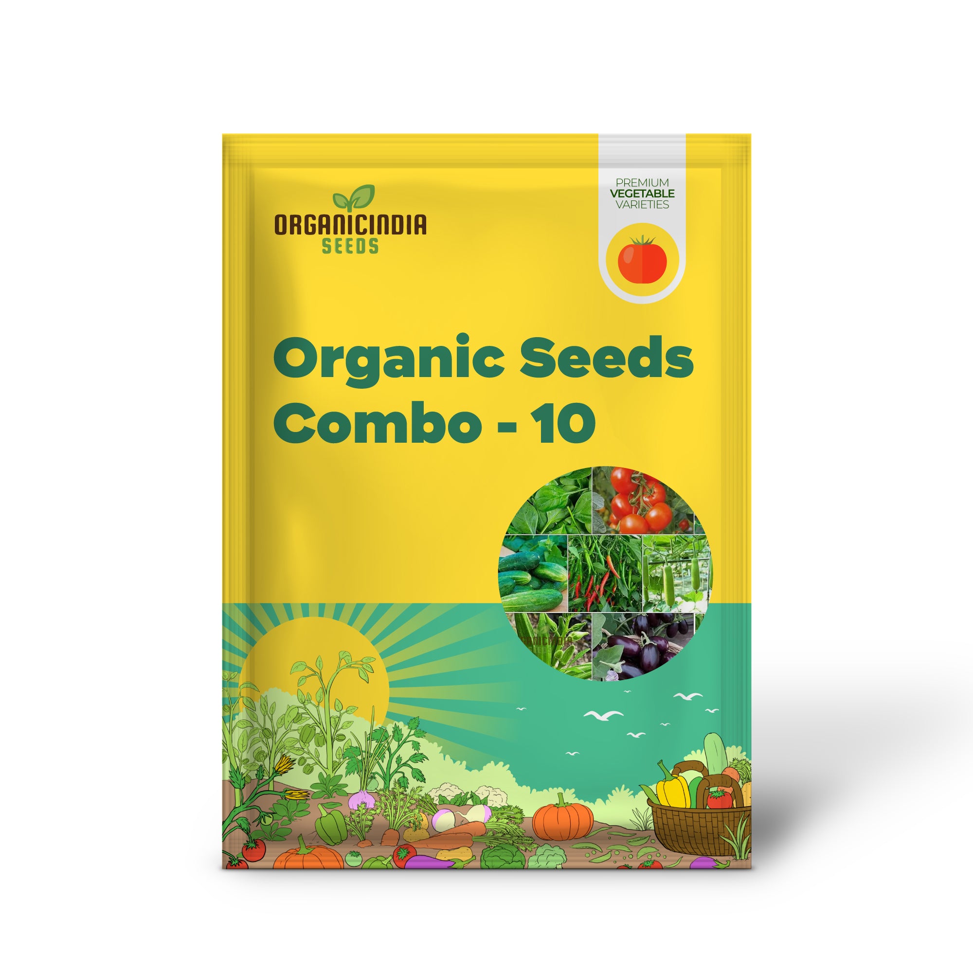 Organic Vegetable Seeds Combo - 10 Varieties, For Gardening Enthusiasts