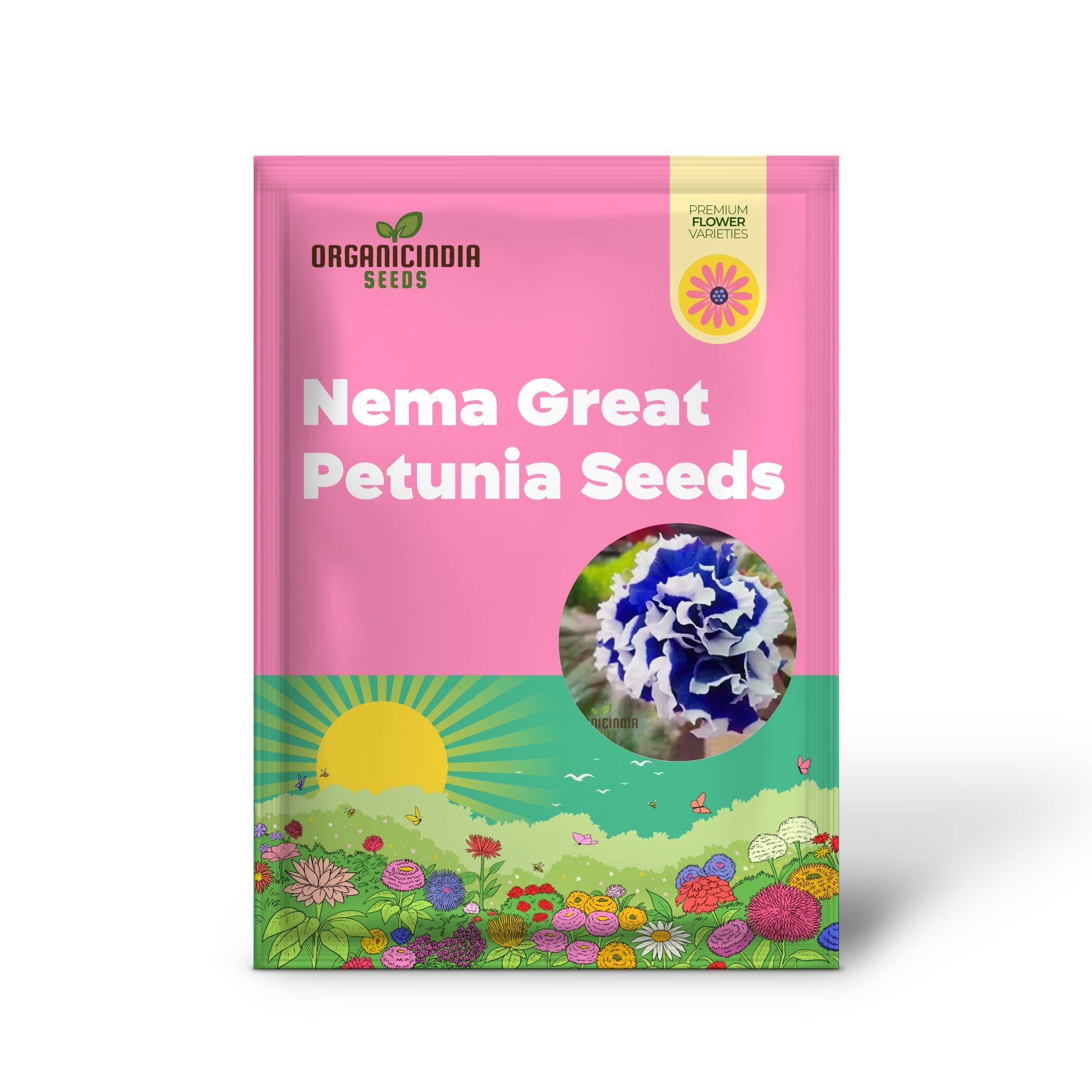 Nema Great Petunia Seeds, Stunning Half Blue and White Flower Seeds for Your Garden, Premium Quality Petunia Seeds for Gorgeous Garden Blooms