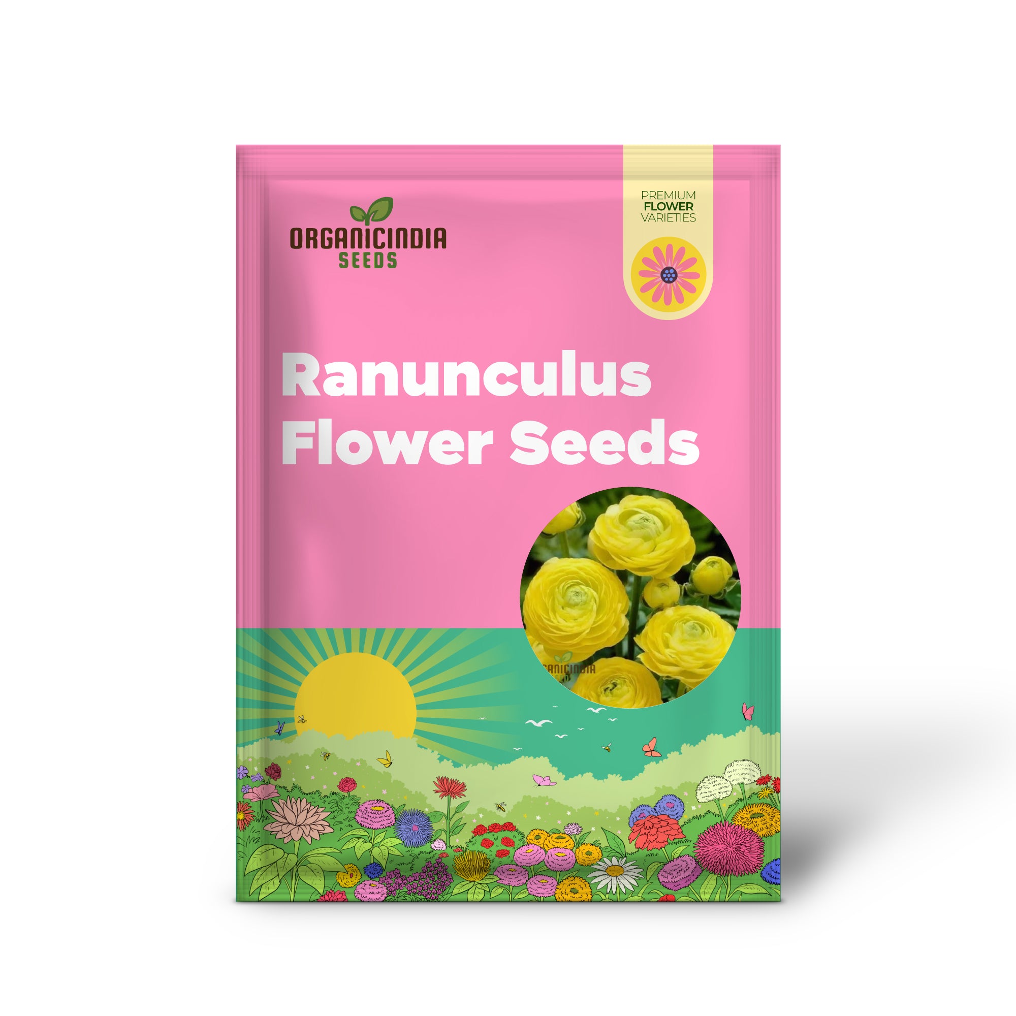 Ranunculus Flower Seeds (Yellow) - Easy Planting Guide Included for Bright Blooms