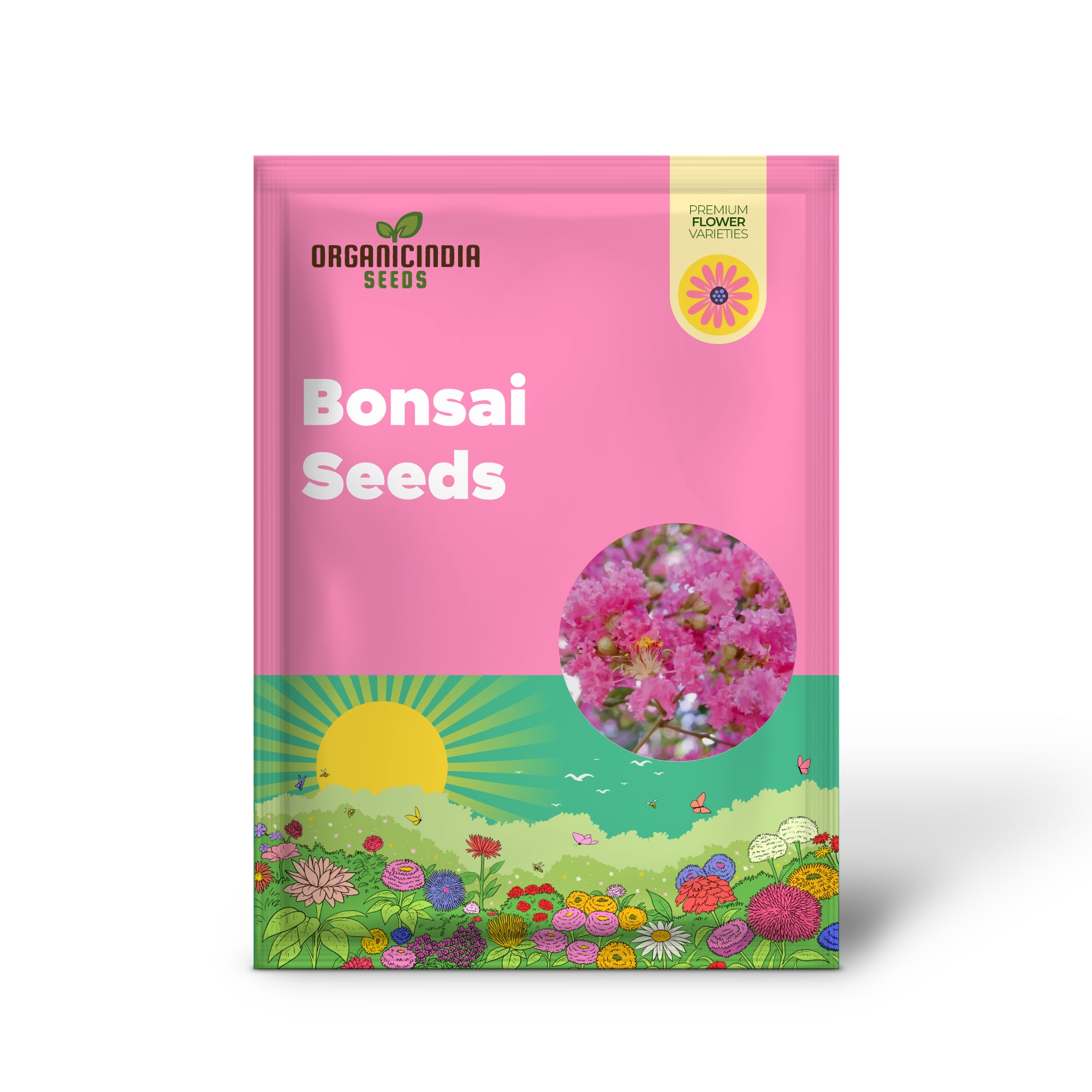 Graines de bonsaï à fleurs rouges dans un vase craquelé (100 pièces)