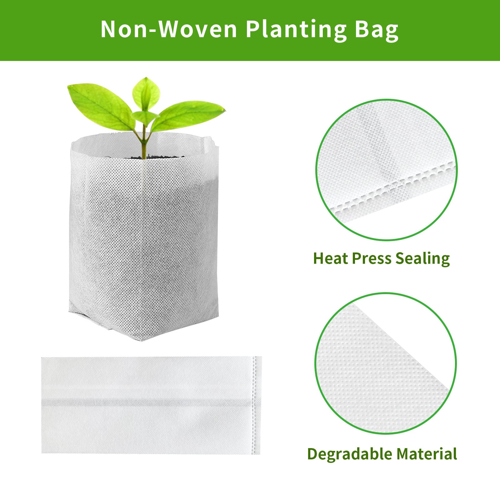 100PCS Non-Woven Fabric Seeding Bags Biodegradable Nursery Bag