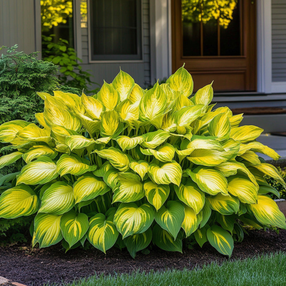 Yellow Gold Hosta with Bright Lime Green and Golden Foliage