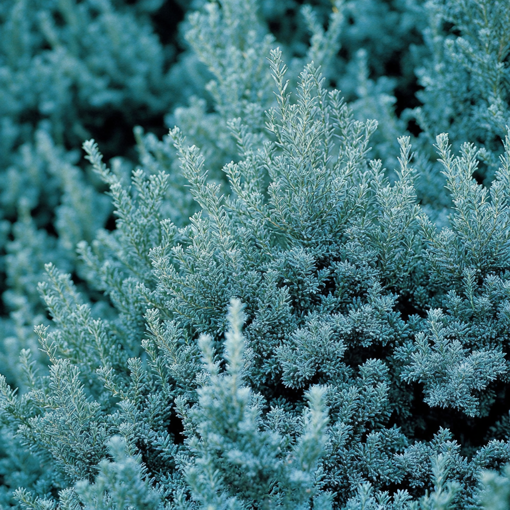 Dense Silvery Blue Evergreen Shrub in Full Sun
