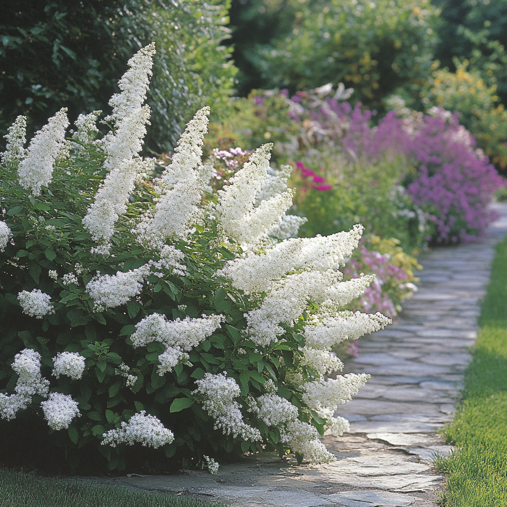 Buddleja davidii White Profusion with Long White Flower Clusters