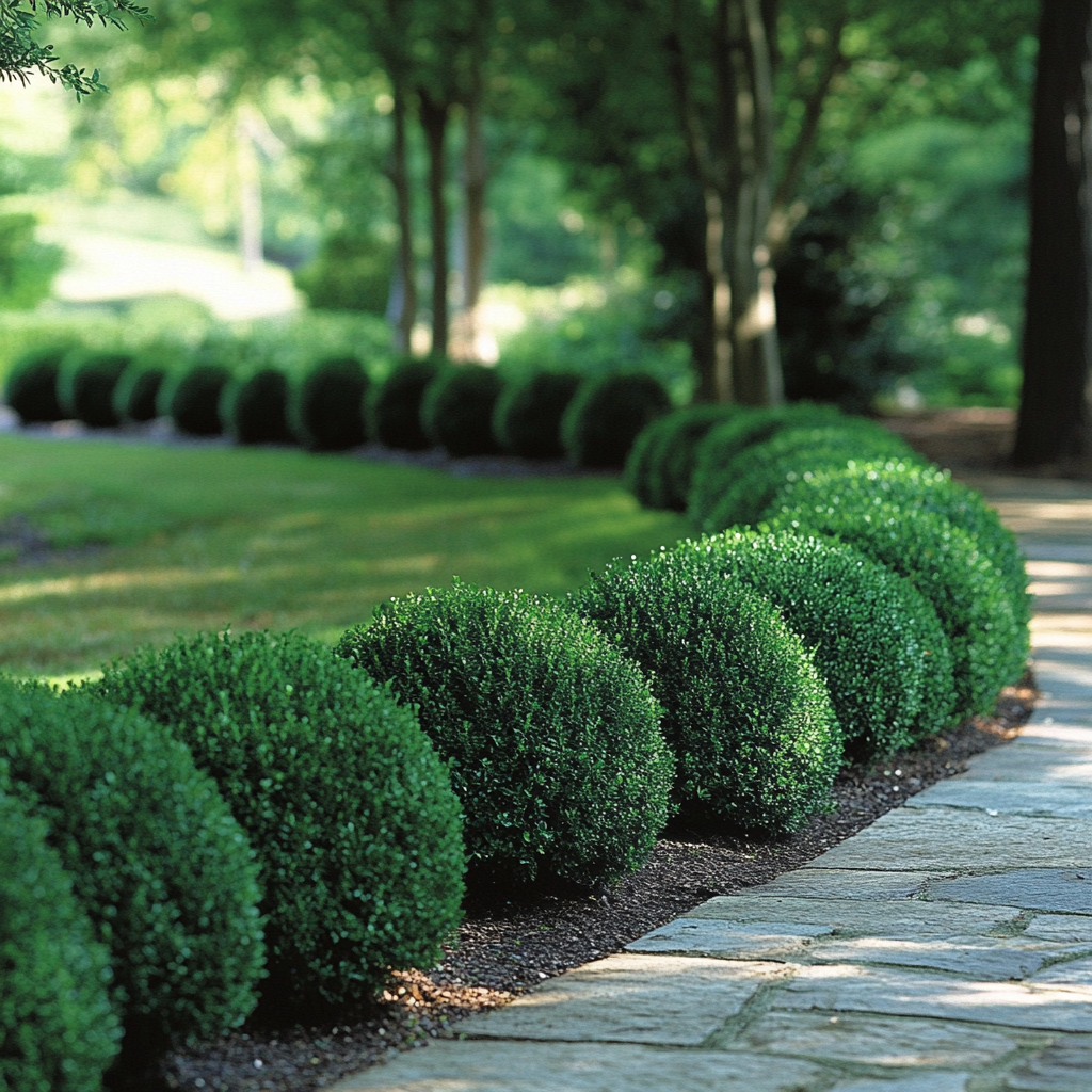 Dense Evergreen Foliage of English Boxwood Plant