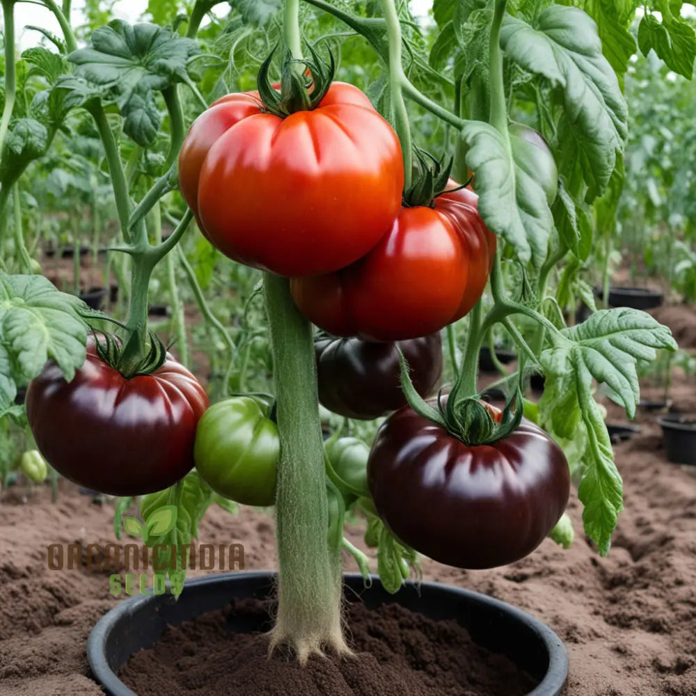 Fresh Chyornyi Slon Heirloom Tomatoes Harvested from Seeds