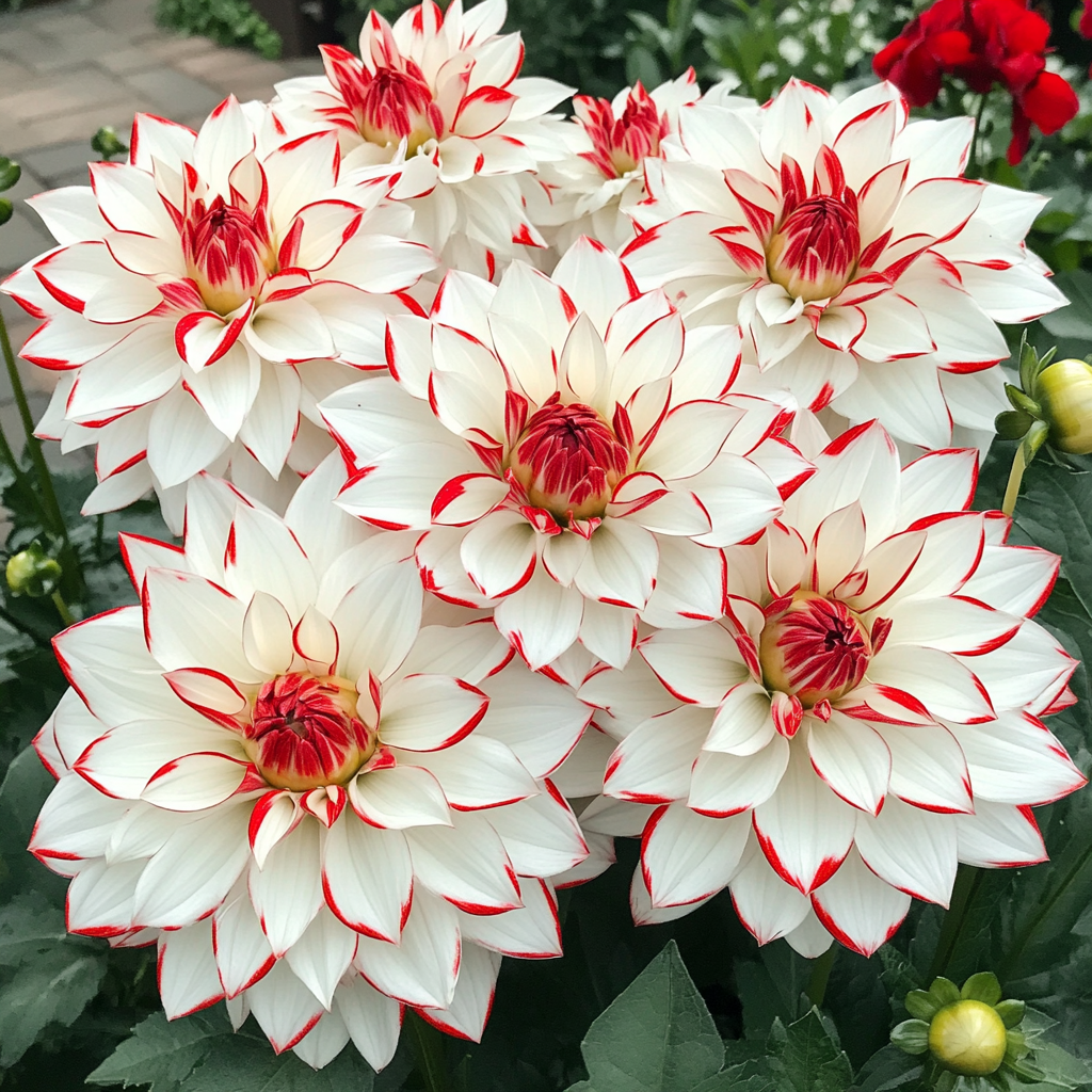 Container Dahlia seeds mixed white and red flowers