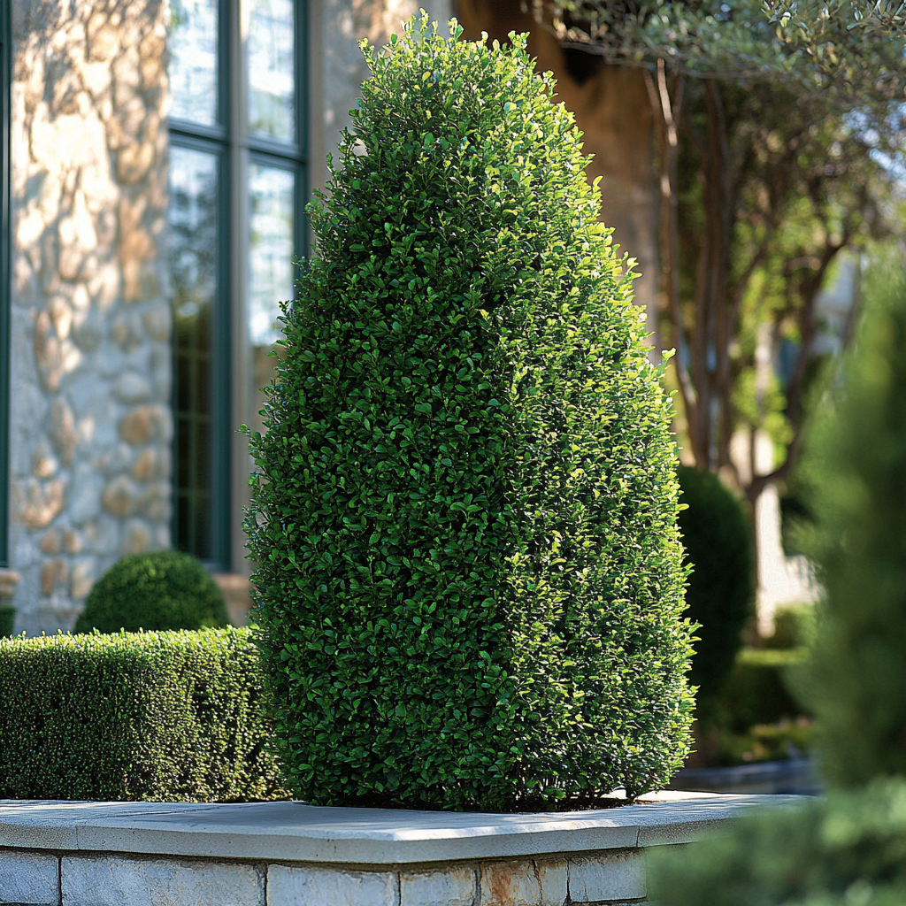 Upright Columnar Growth of Fastigiata Boxwood Shrub