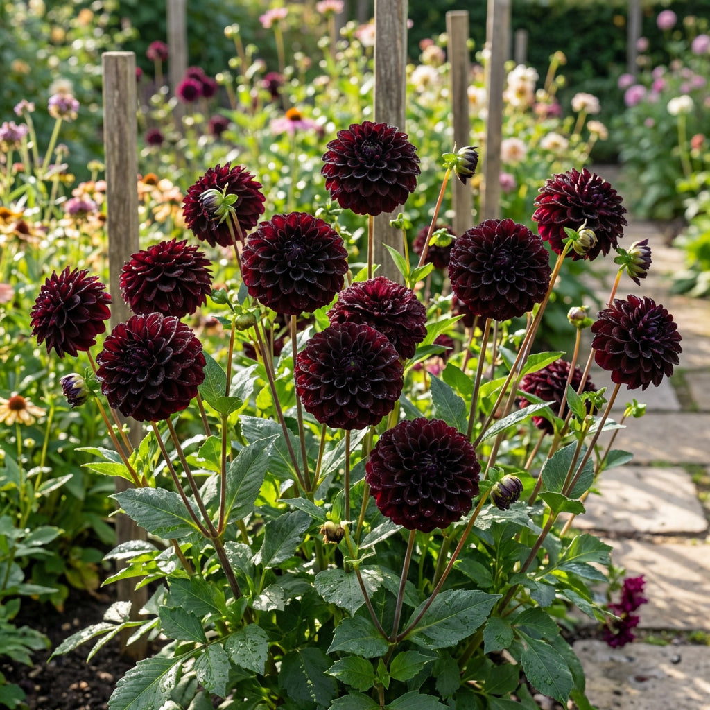 Graines de fleurs de dahlia noir à pompon (Dahlia pinnata) – Fleurs décoratives de jardin