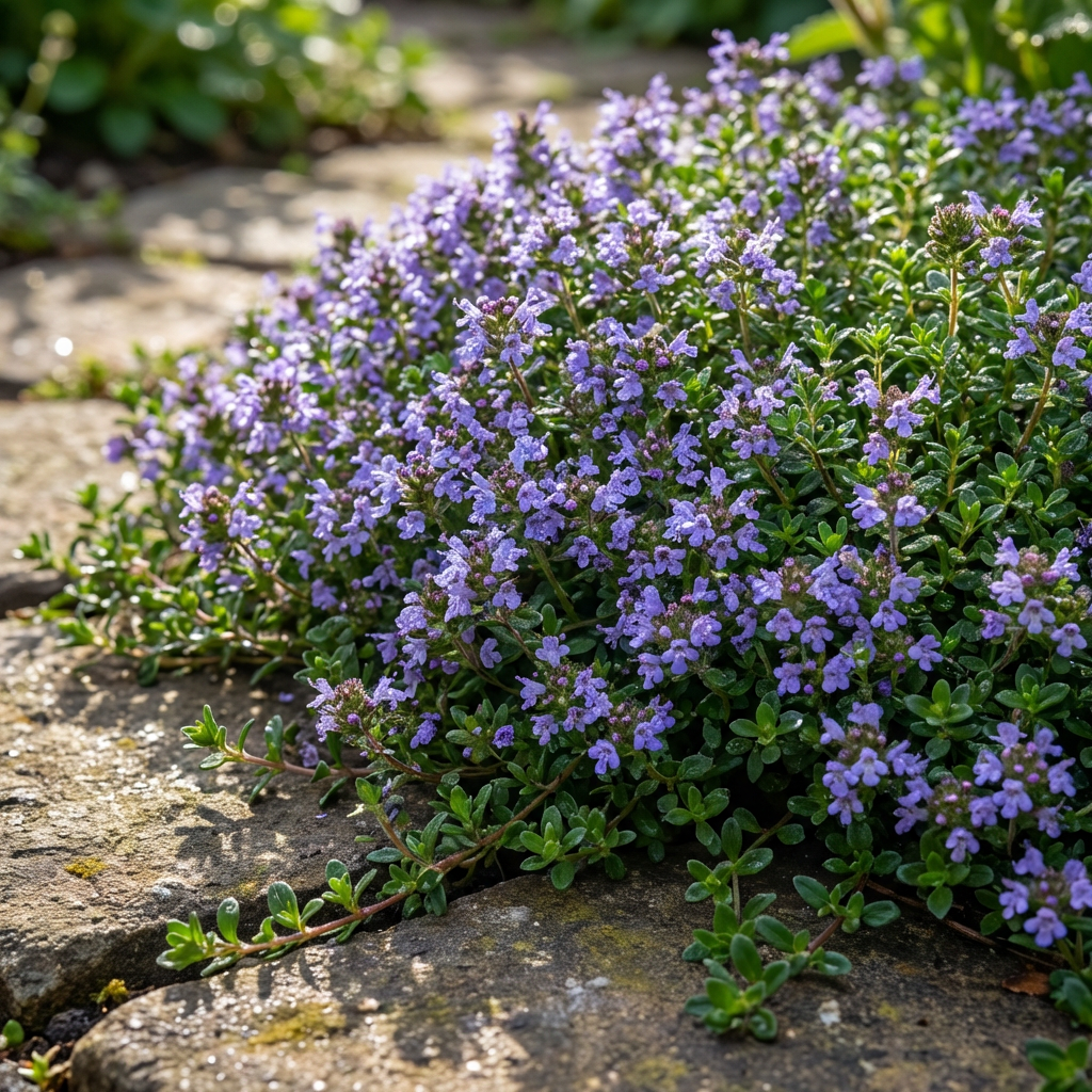Blue Creeping Thyme Flower Seeds for Planting – Heirloom Non-GMO Seeds with High Germination for Organic Garden Ground Cover