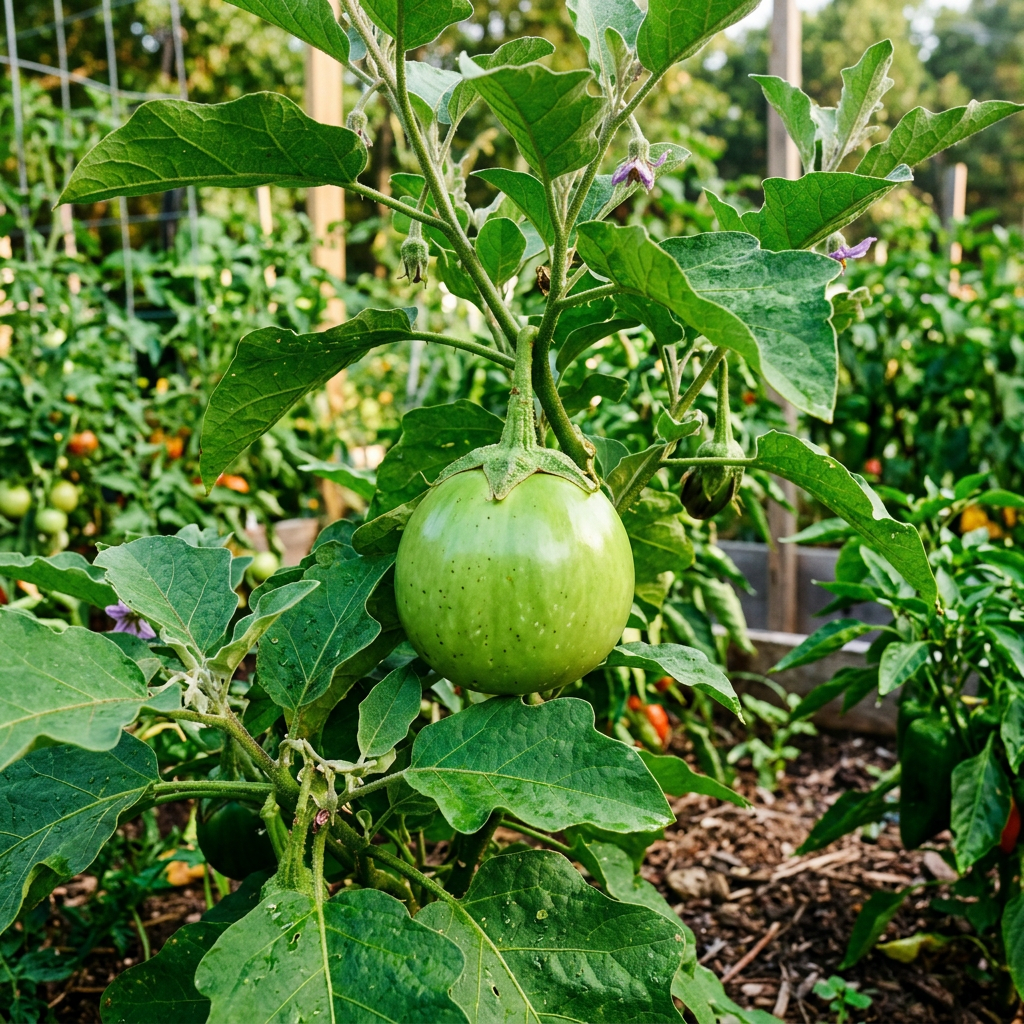 Large Round Eggplant Seeds (Cà Đĩa / Cà Bát) – Green Giant Heirloom Brinjal Variety for Home Gardening