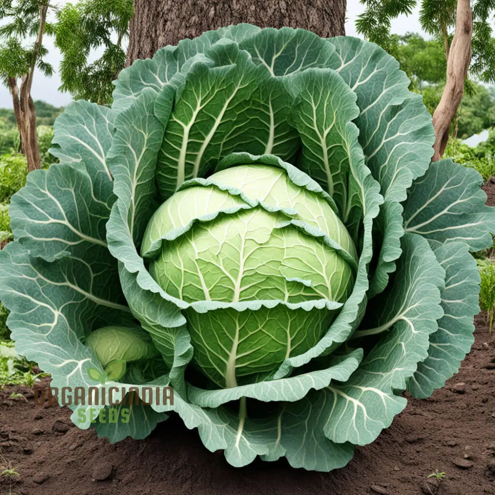 Mature Giant Cabbage Plant Grown from Seeds, Large Firm Heads