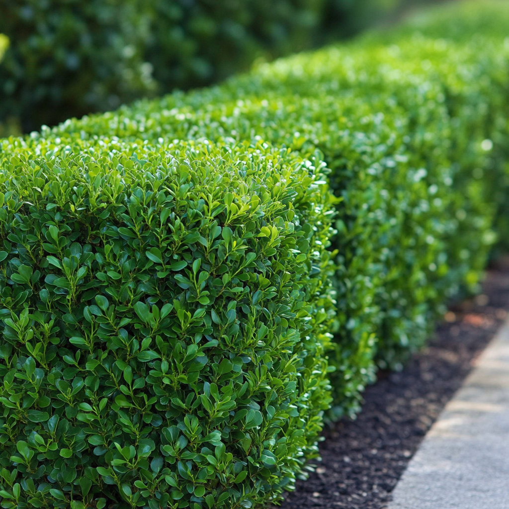 Green Beauty Boxwood Growing Along Landscape Border