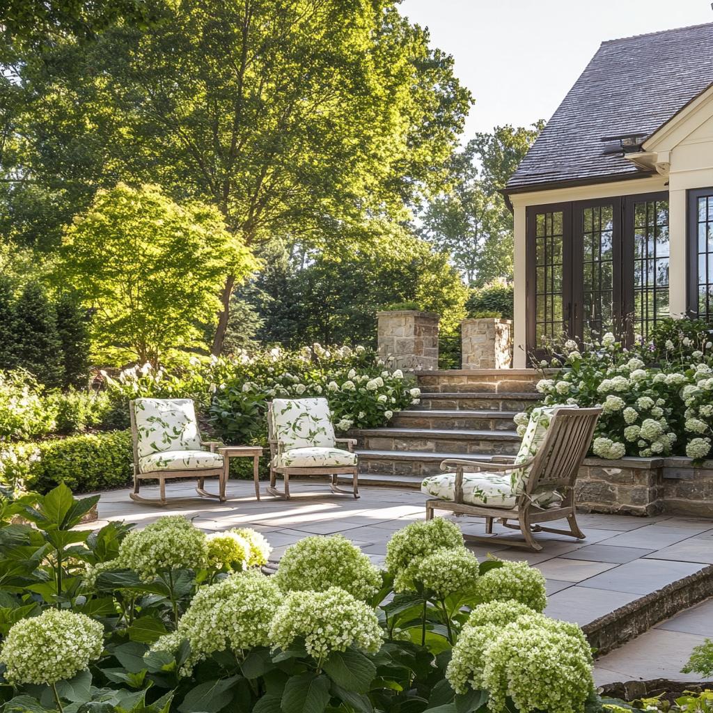 Limelight Hydrangea Flowering Shrub in Garden Landscape