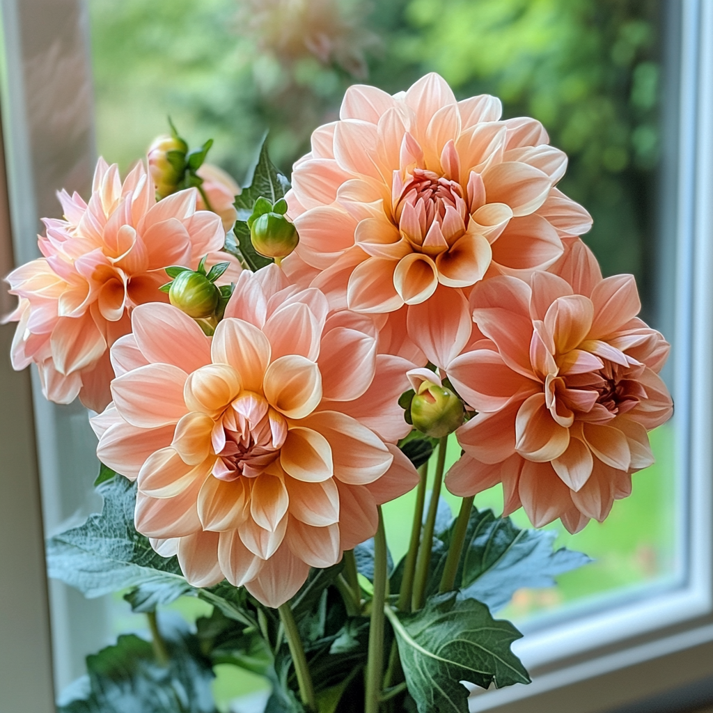 Mixed Dahlia Flower Seeds in Coral and Gold for Home Gardening