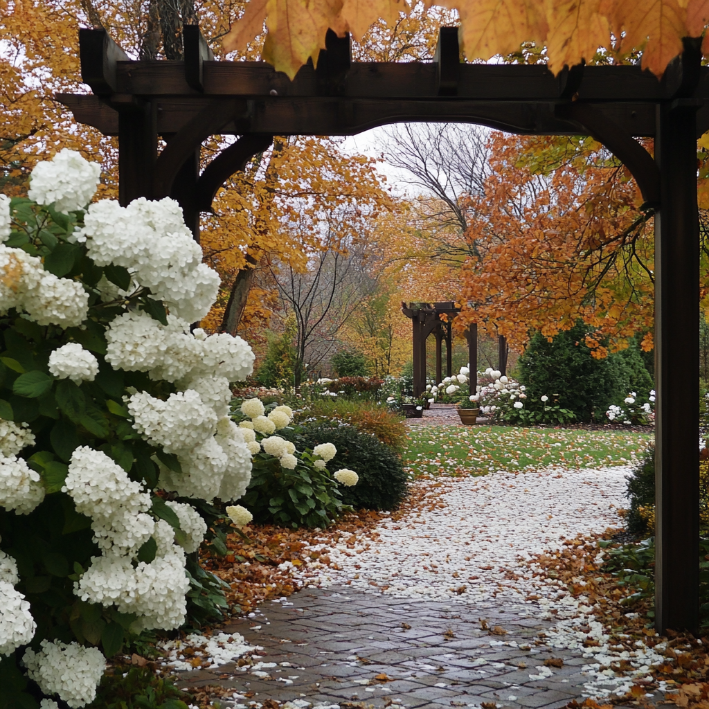 Snow Queen Hydrangea Showing Oak-Shaped Green Foliage