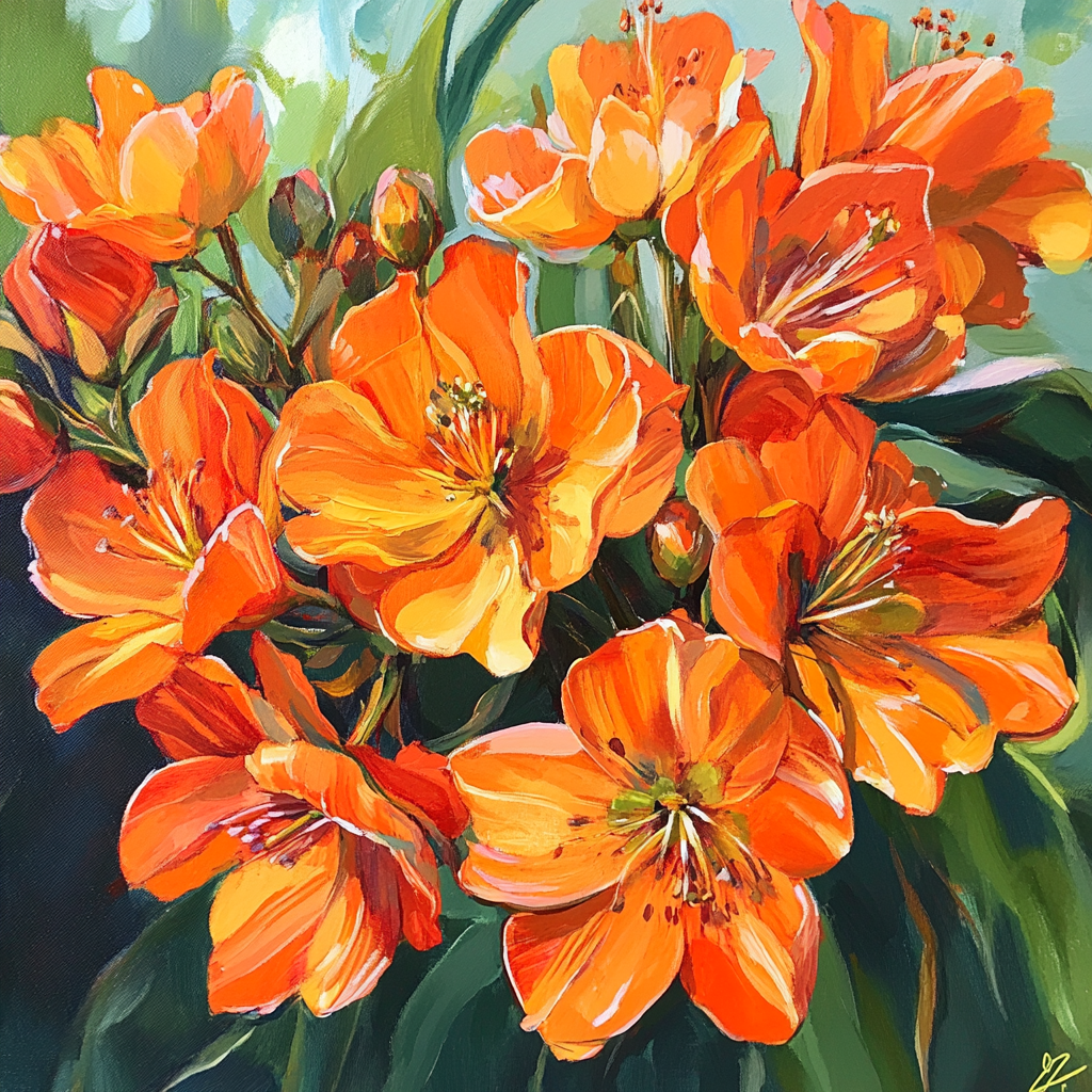 Bright Orange Flower Plants Growing Along Garden Border