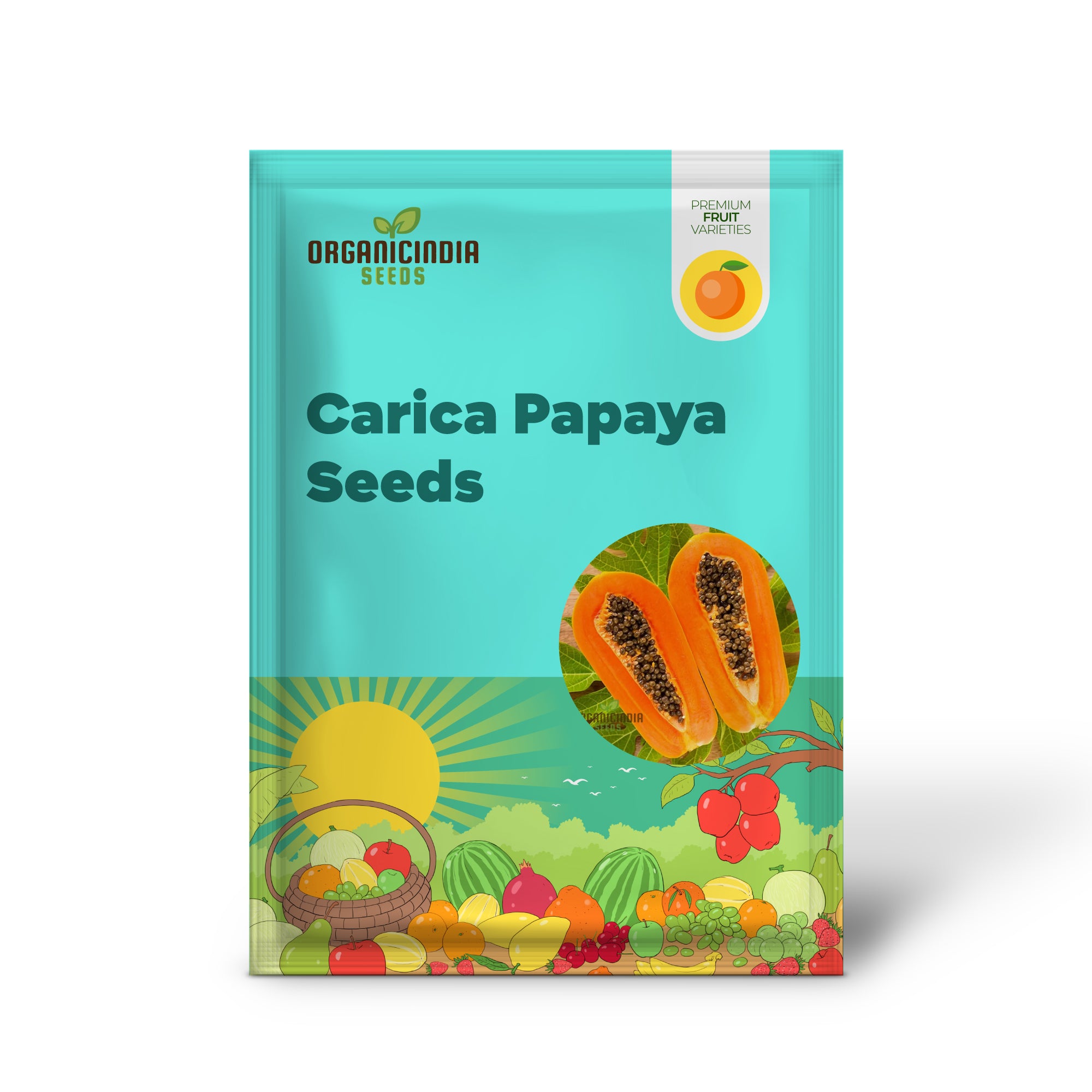 Papaya plant seeds growing in home garden soil
