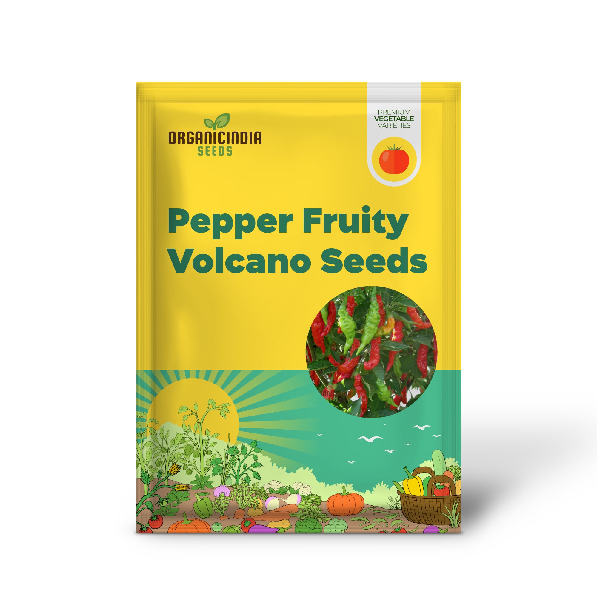 Fruity Volcano Pepper Seedlings Growing in Garden, Quick-Growing Seeds