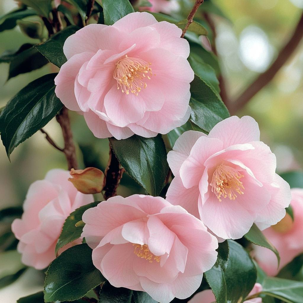 Hardy Pink Shrub Growing Along Garden Border