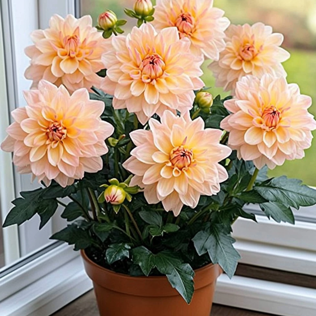 Premium Dahlia Flower Seeds in Peach and Yellow for Garden Planting