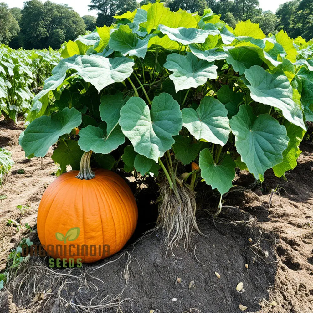 Pumpkin Vines Growing from Organic Seeds in Home Garden