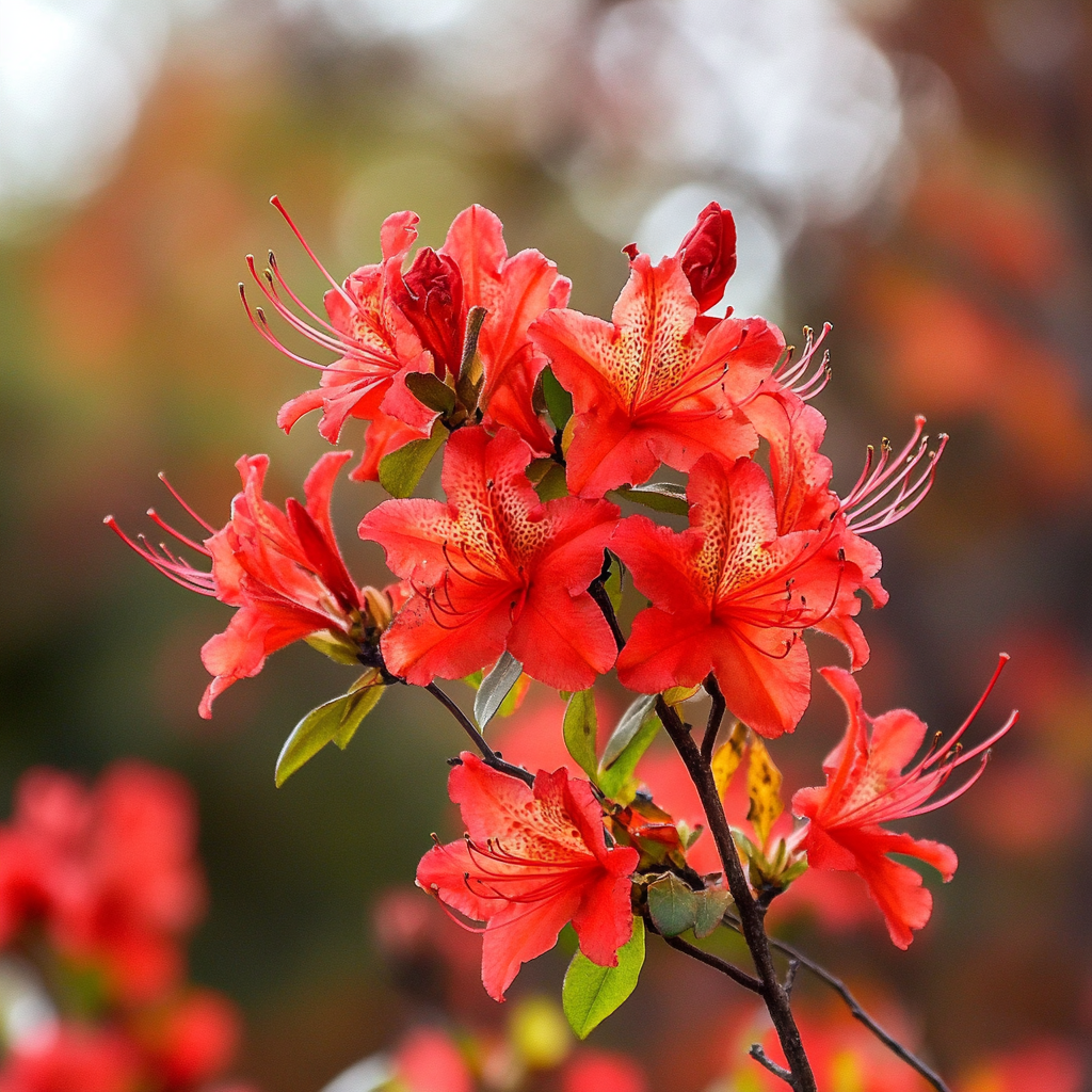 Cold-Hardy Azalea with Fiery Red Blooms & Fall Foliage