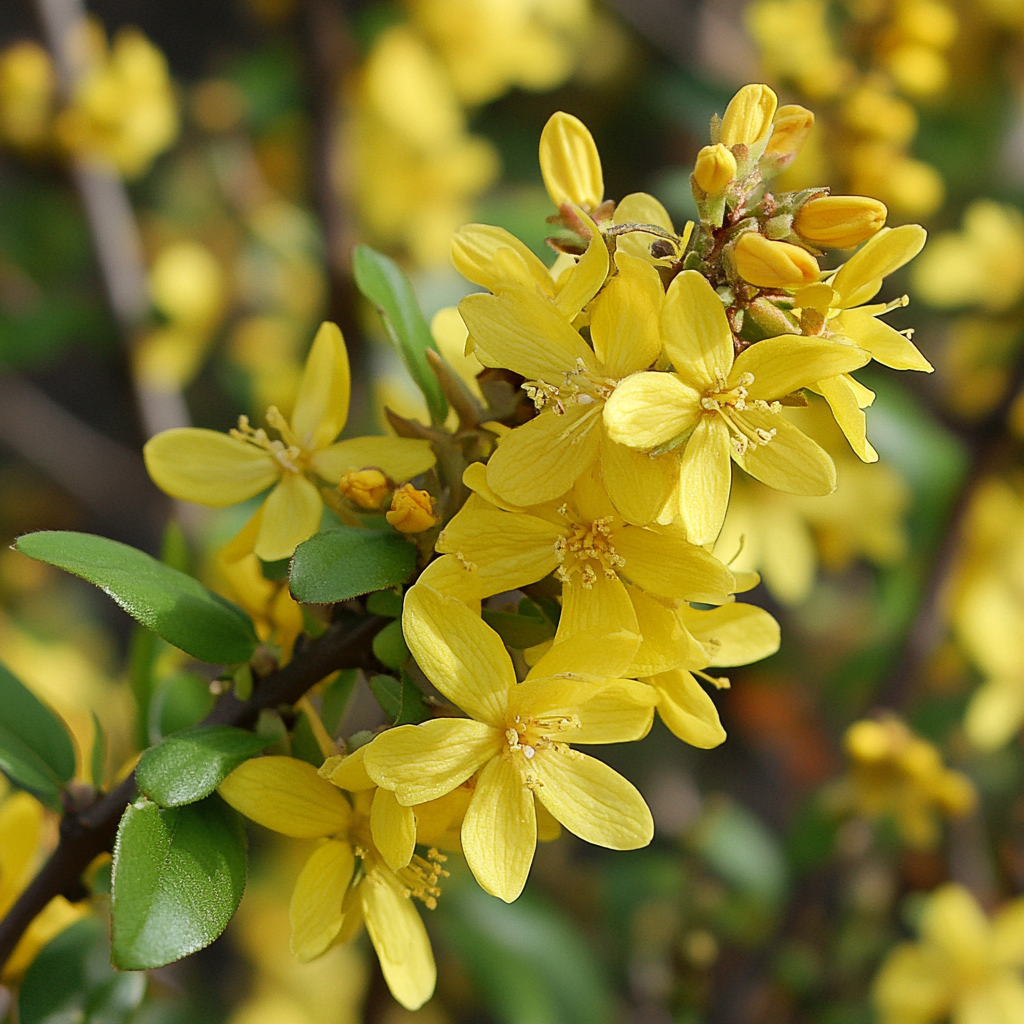 Compact, Early-Flowering Shrub with Bright Golden Blooms