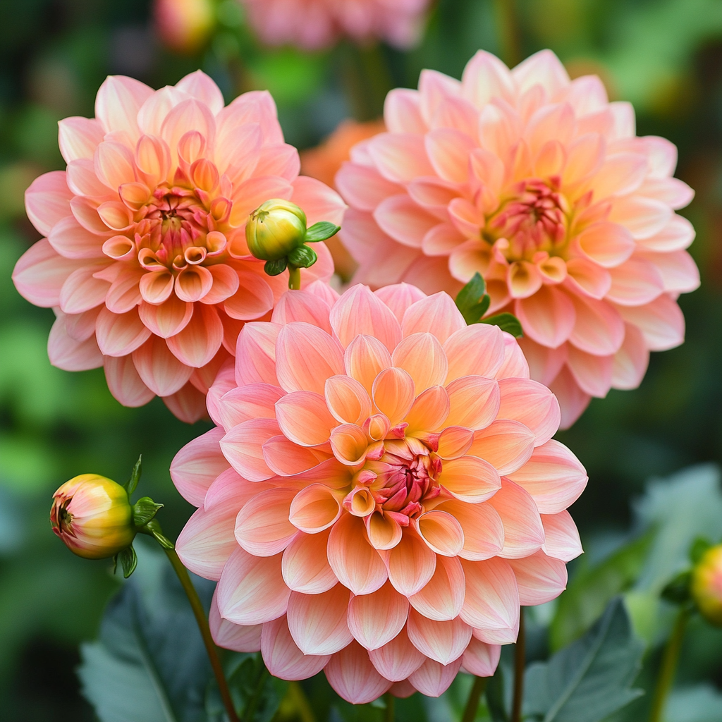 Mixed Coral and Gold Dahlia Flower Seeds
