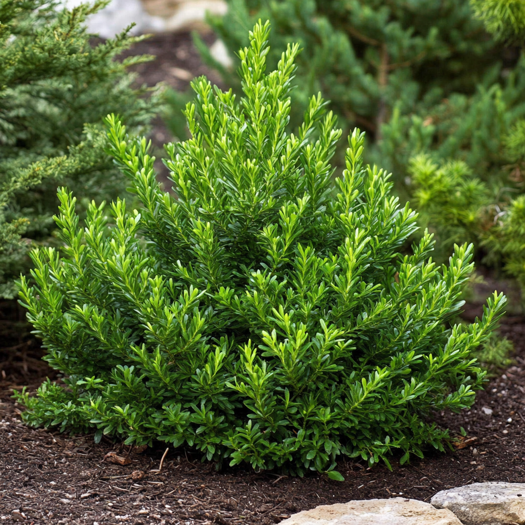 Spreading Evergreen Shrub with Soft, Feathery Foliage