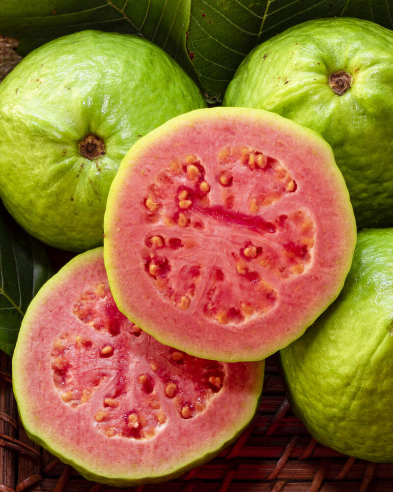 Sliced Sweet Red-Fleshed Ruby-X Guava Fruit