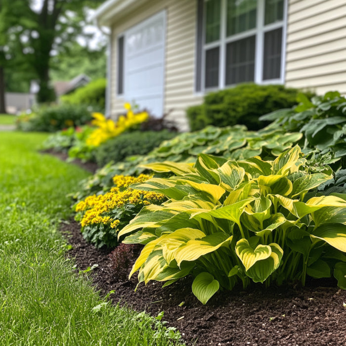 Variegated Hosta with Green Leaves and Gold Creamy Yellow Edges