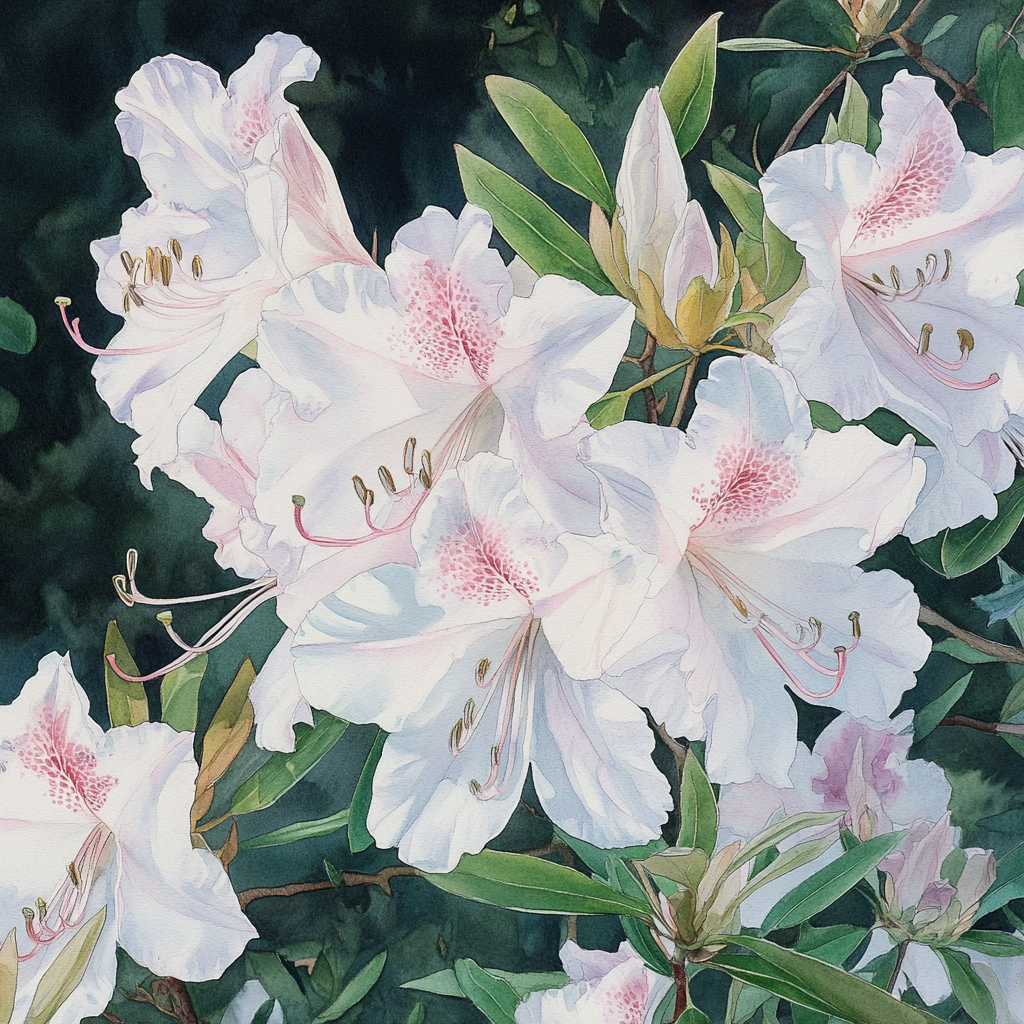 Native Azalea with Elegant White and Pink Flower Clusters